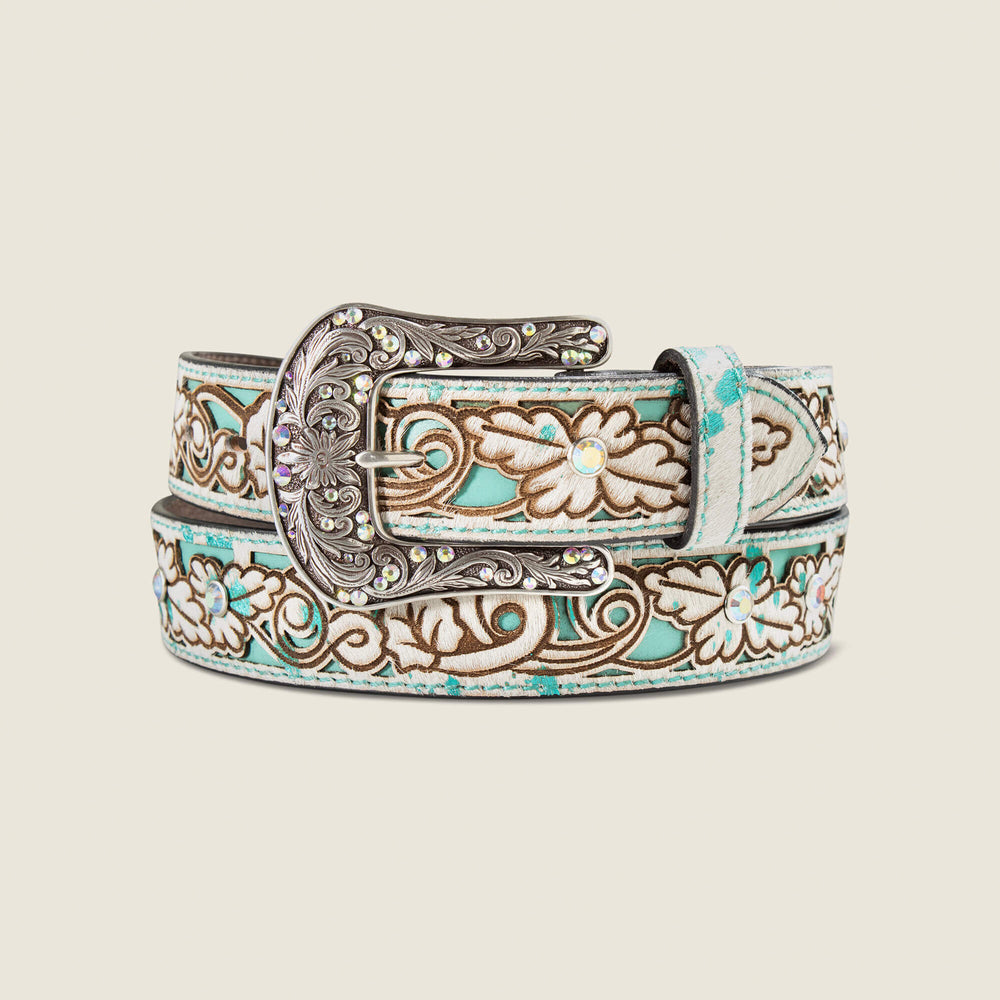 Hair-On Floral Belt