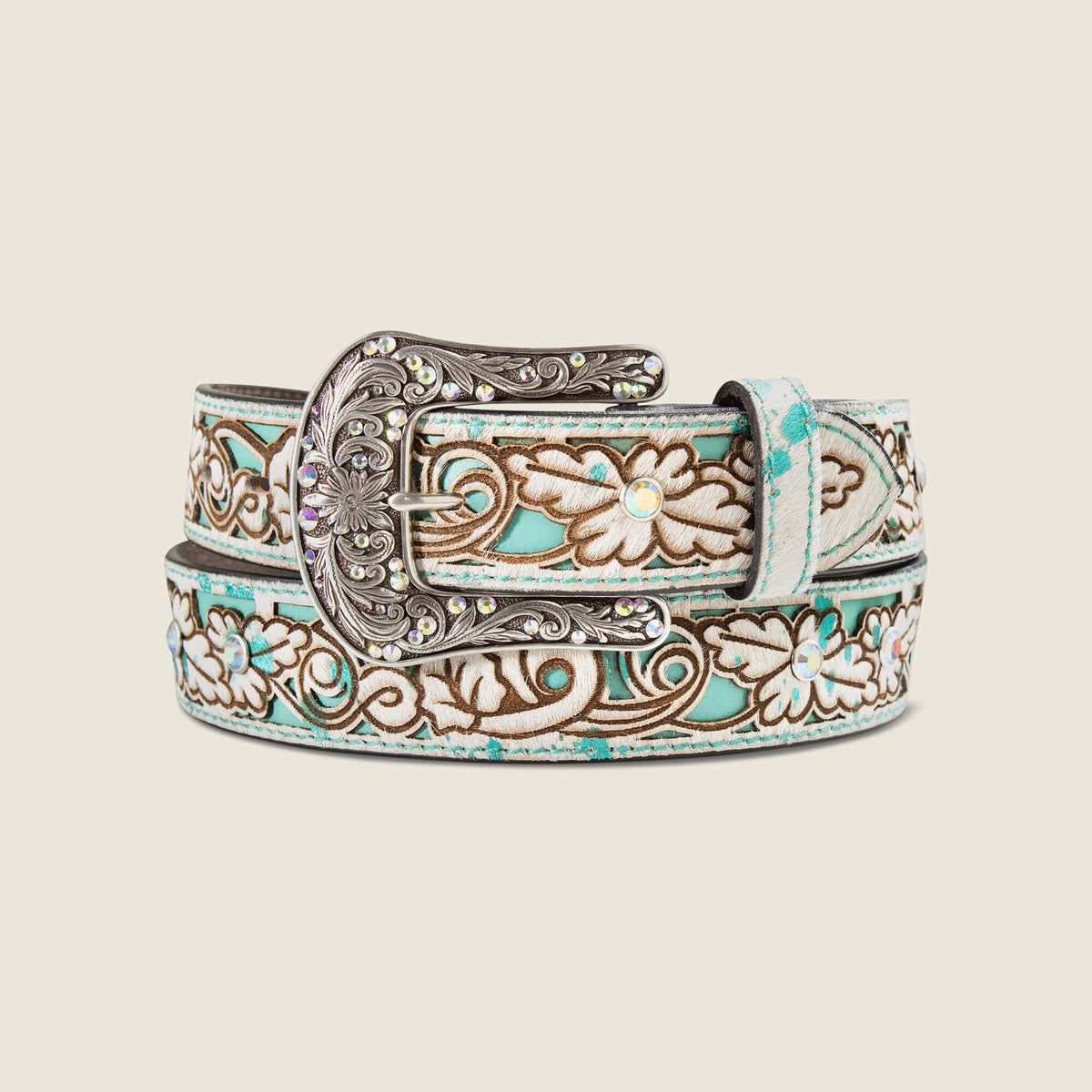 Hair-On Floral Belt